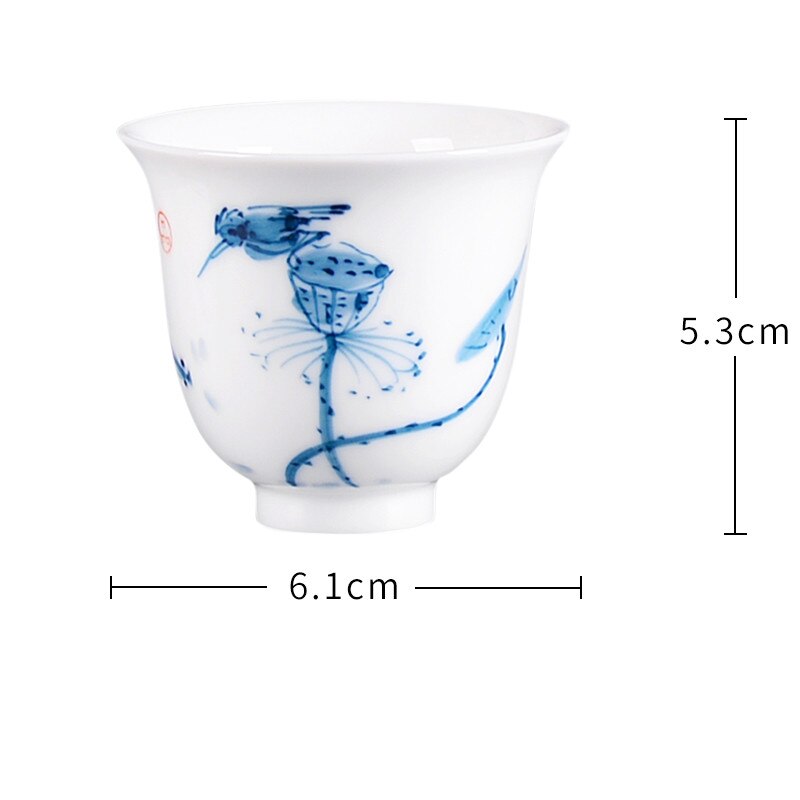 2 Stks/set Blauw En Wit Porseleinen Handgemaakte Keramische Theekopje Chinese Porselein Thee Kom Thee Set Accessoires Persoonlijke Single Cup: A