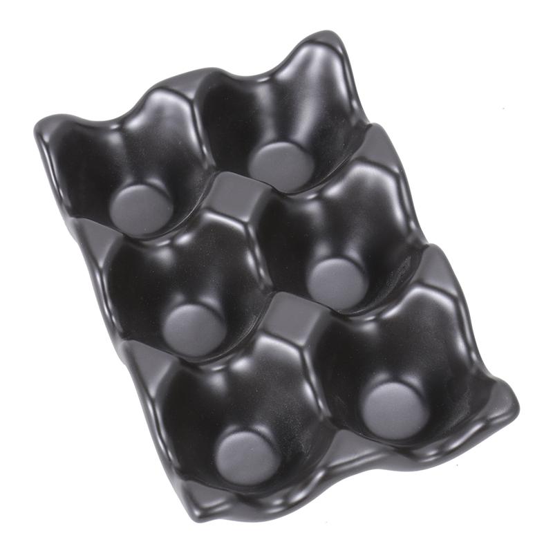 6 grilles porte-oeuf en céramique anti-dérapant boîte à oeufs réfrigérateur antichoc oeuf boîte de rangement: Black