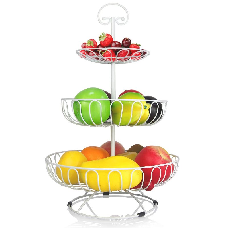 3-Tier Wire Fruit Basket Stand Modern Fruit Basket for Kitchen Countertop Fruit Basket Holder, Tiered Fruit Stand