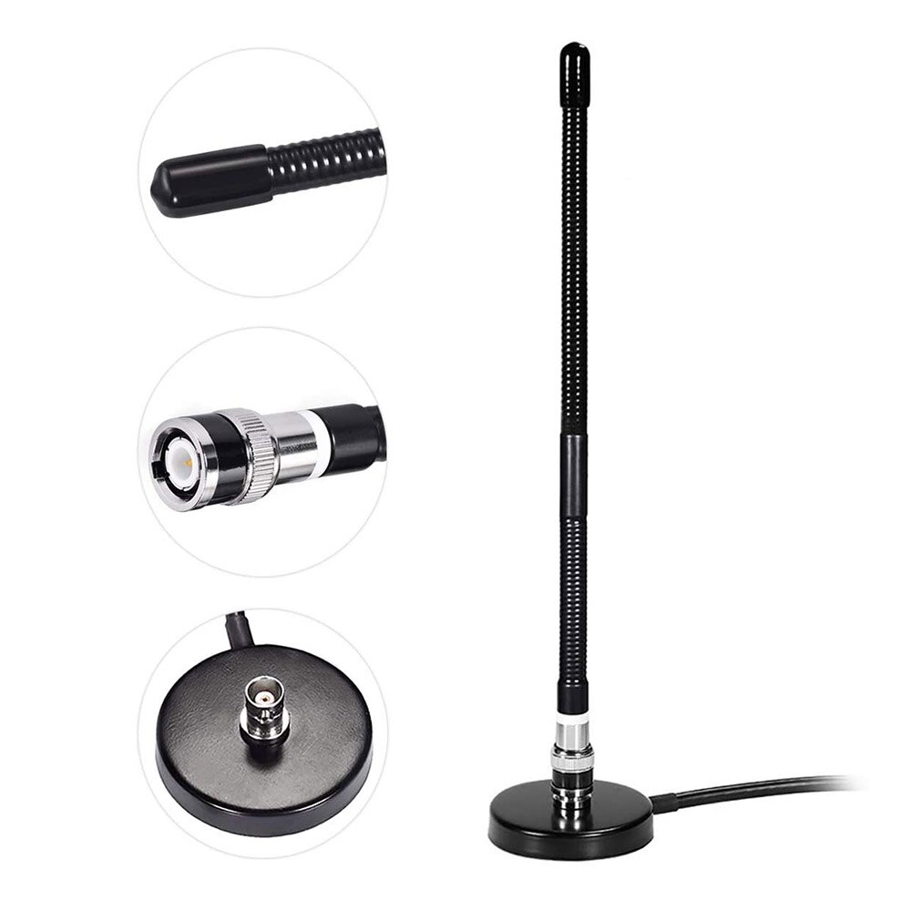 Eightwood 27MHz CB Radio Antenna Soft Whip Magnetic Base Aerial BNC &amp; PL259 Male for Cobra Midland Uniden Maxon President Radio