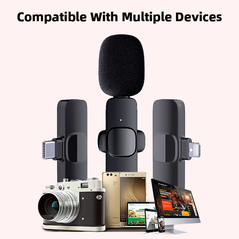 Kabelloses lavalier-mikrofon, tragbares mini-mikrofon für audio- und videoaufnahmen mit iphone, android-smartphone, kamera und computer für live-spiele