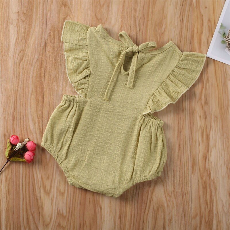 Neugeborenen-, kleinkind-, säuglings-, babykleidung für mädchen und jungen aus baumwolle und leinen, rüschenbody, Overall, sommeroutfit, sonnenanzug 0-12m
