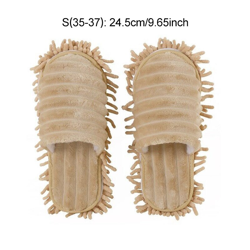 2 unidades/par de zapatillas antideslizantes, calcetines para suelo y pie de mopa, zapatos, limpieza rápida, pulido, polvo, cocina, suministros de baño, herramientas para el hogar: S-Brown