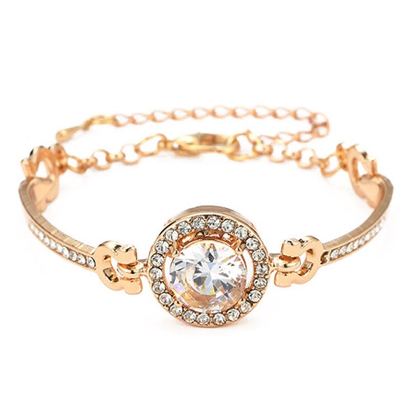 Vrouwen Veelzijdige Ronde Vormige Crystal Rhinestone Armband Eenvoudige Temperament Noble Vrouwen Pols Accessoire