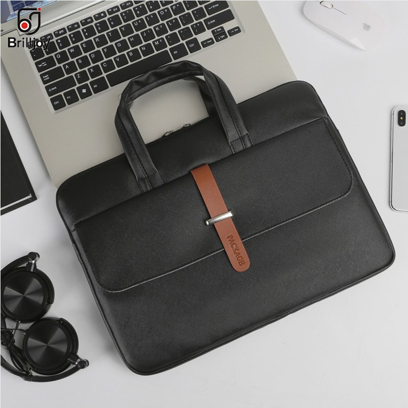 Briefcase Pu Waterproof Scratch-resistant Laptop Briefcase 13 -15.6 inch Notebook Shoulder Bag Carry Case women and men: 13-13.3inch black