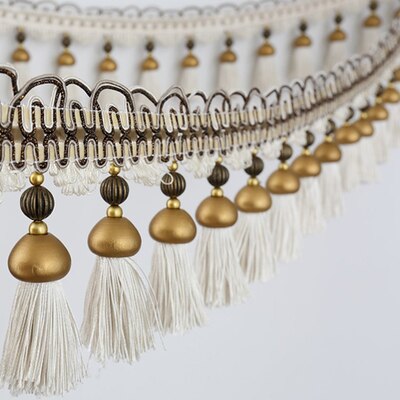 Luxe 1 M 14.5 cm Breed Gordijn Kant Accessoires Kwastje Franjes Trim Lint DIY Voor Gordijn Sofa Tafelkleed Naaien Thuis decor: Beige