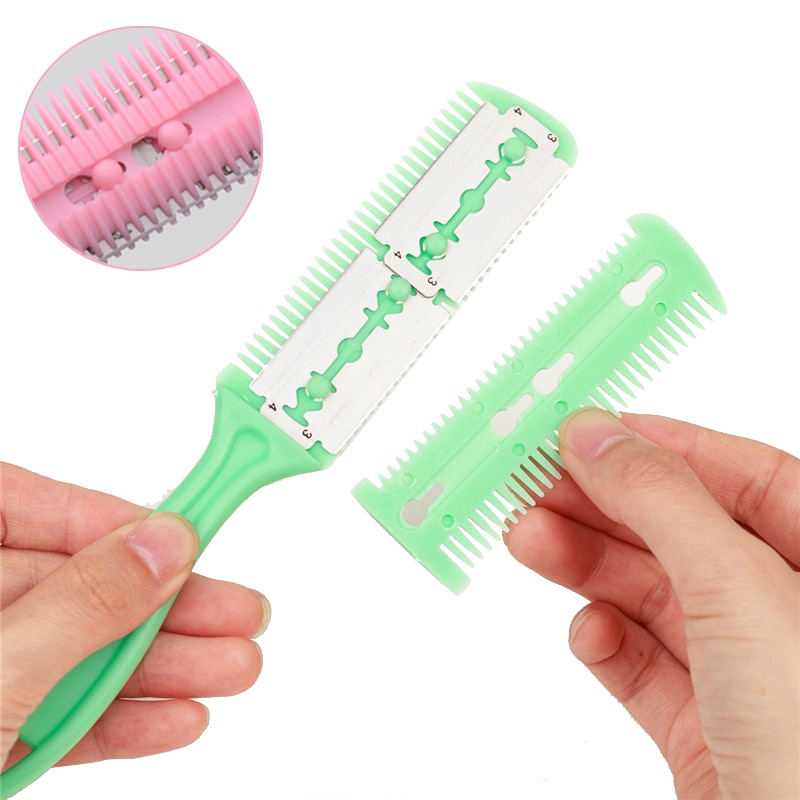 Peine para cortar el pelo con cuchillas de afeitar, cortador de pelo, herramienta de adelgazamiento, peluquero herramienta, herramientas de estilismo DIY para salón de pelo, 1 ud.