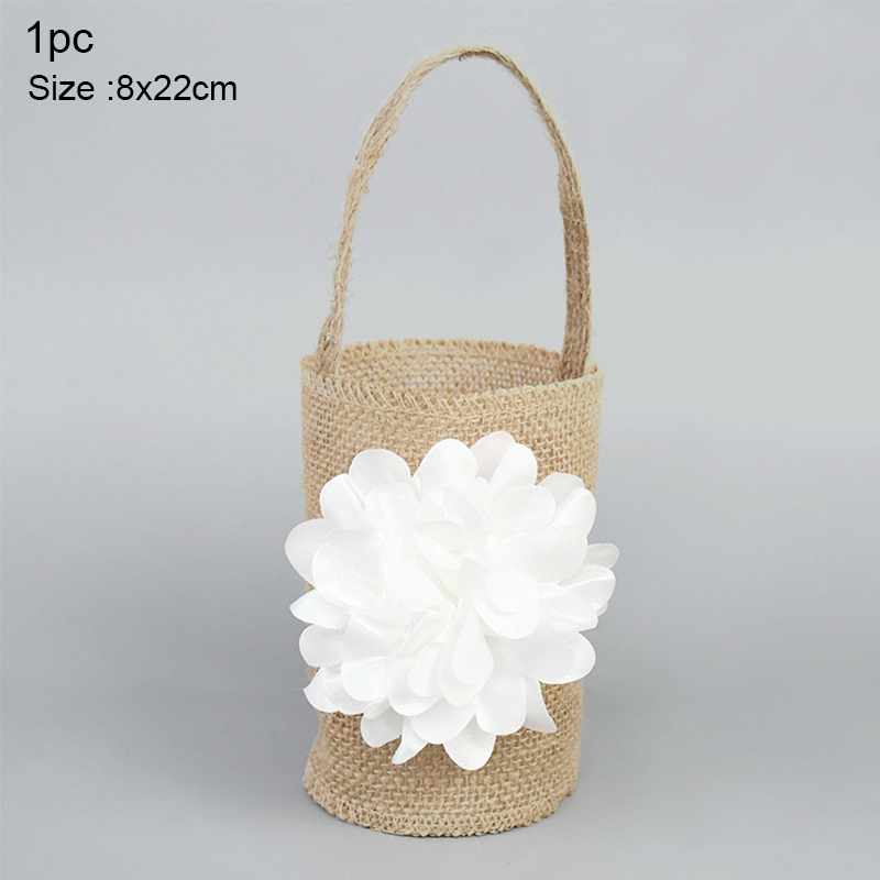 1pc White Wedding Flower Basket Lace Pearl Rhinestone Flower Petal Confetti Girls Basket For Wedding Engagement Party Decoration
