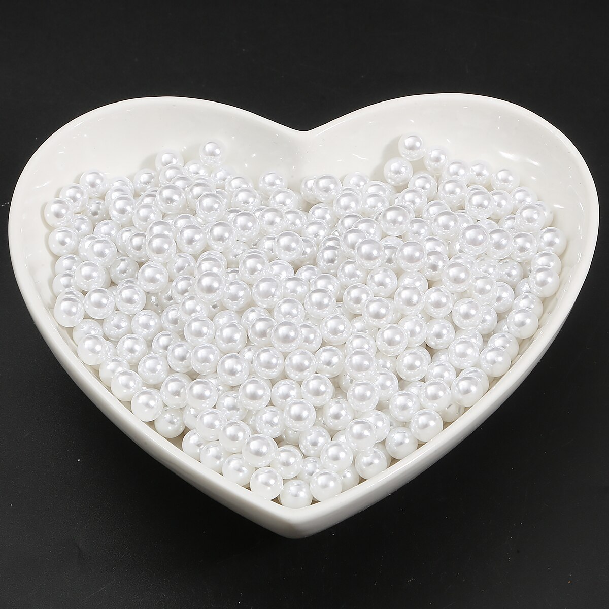 300 stk runde 5mm hvide / elfenben farve uden hul akryl imitation perleperler løse perler til smykker gør diy håndværk dekoration: Hvid