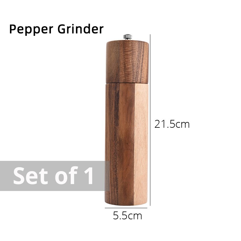 salt- og pepperkverner av tre, manuelle, havsalt- og pepperkverner til krydder, tilberedning av måltider, matlaging, servering, servering, servise: Pepperkvern