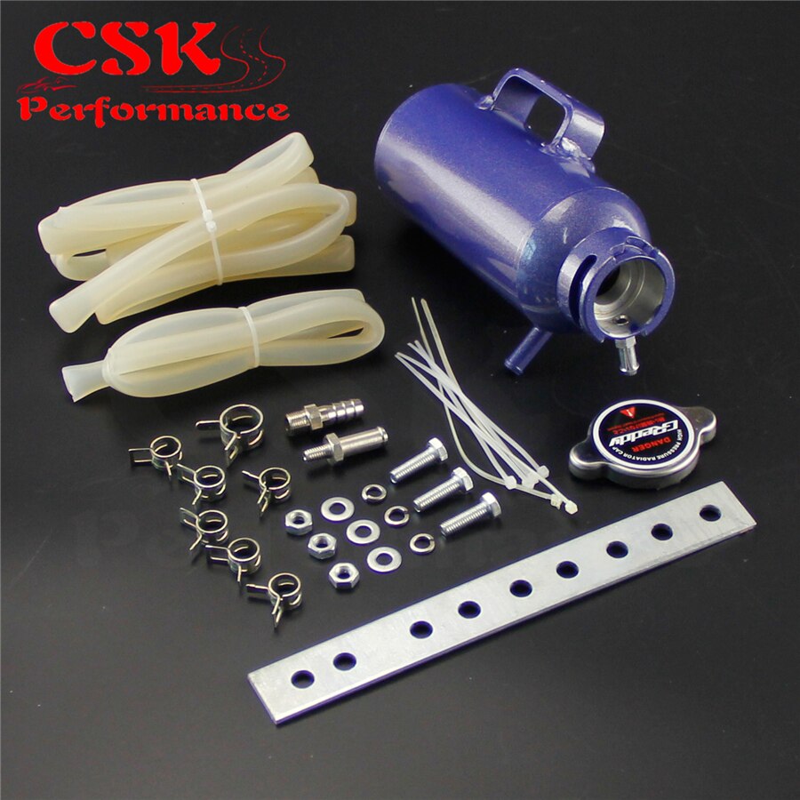 Aluminum Oil Catch Can Reservoir Tank with Breather Filter baffled Blue