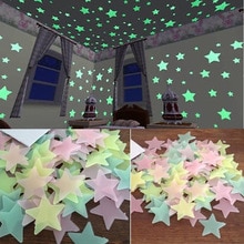 100pc børn soveværelse fluorescerende glød i mørket stjerner glød væg klistermærker stjerner lysende lysende glød klistermærke farve hjem indretning