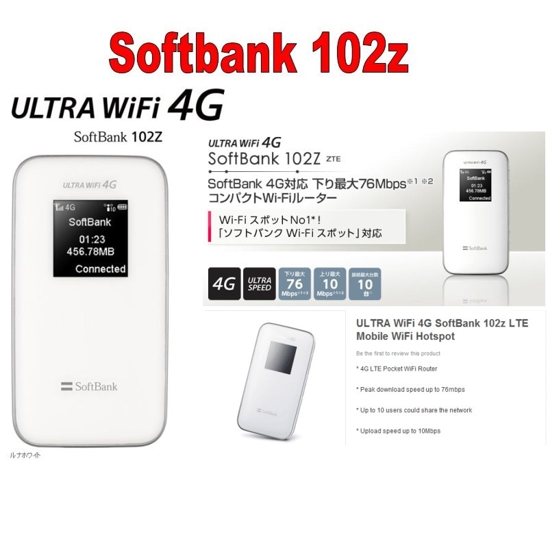 Unlocked ZTE WiFi 4G Router SoftBank 102z LTE Mobile WiFi Hotspot 3G WCDMA