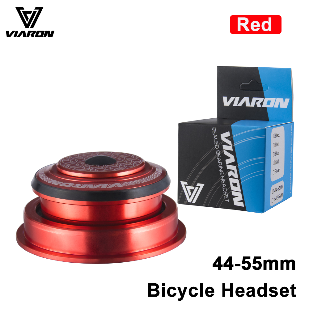 VIARON MTB Bicycle Headset 34/44/52/55/56mm CNC 1 1/8" 28.6 Spinal Canal/Straight Tube Fork Internal Mountain Road Bike Headset: light yellow