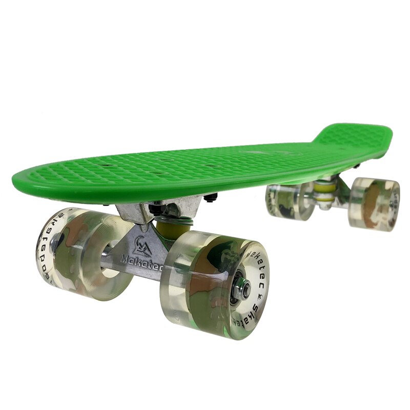 Skateboard Fishboard Longboard Mini Cruiser Four-wheel LED Flashing Scooter Board Plastic Aluminum Bracket Street Outdoor Sports: green