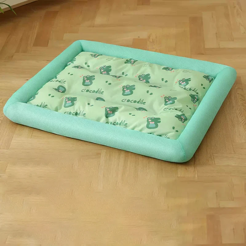 Cojín refrescante de verano para cama de Gato, almohadilla de hielo para perro, estera cuadrada para dormir para cachorros, perros, gatos, perrera para mascotas, , frío: S / Azul marino
