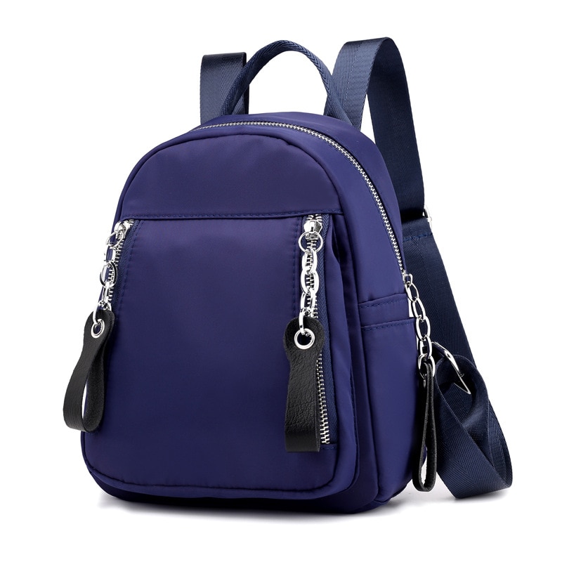 Kvinnor ryggsäck vattentät nylon ryggsäckar dam dagliga förpackningar casual liten storlek reseaxelväska bolsa mochila: Djupblå