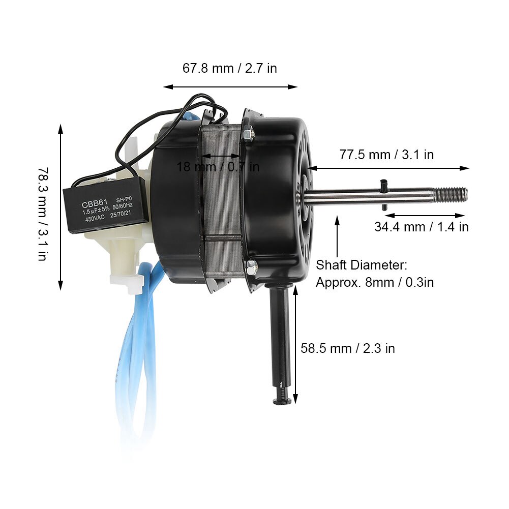 18mm Thicked Electric Floor Fan Motor with 60W Dual Ball Bearing Copper Wire Fan Motor Head Household fan Accessories 220V