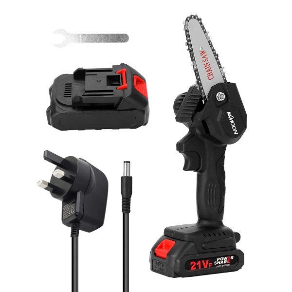 KKmoon-Mini Sierra de poda eléctrica para madera, motosierra recargable de empalme de madera pequeña, herramienta de carpintería para 1 mano, para registro de huerto y jardín