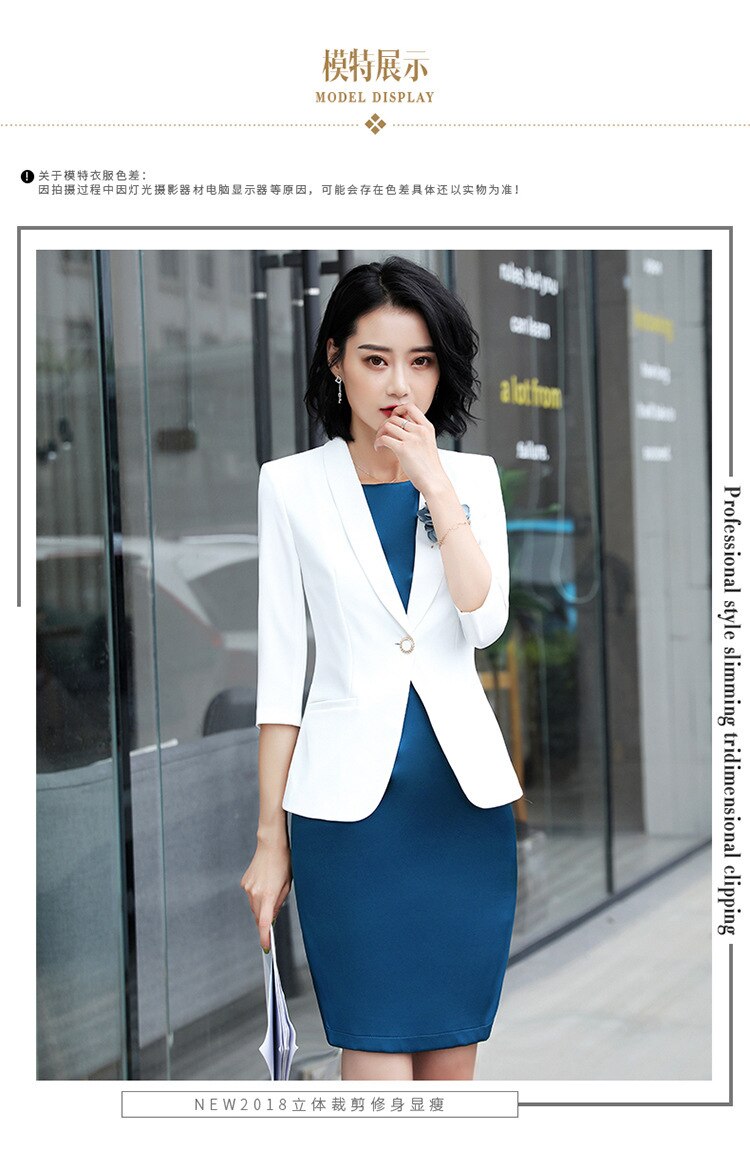 Femme Formale Kleid Blazer Frauen Kleider mit Jacke frauen Kleid Anzug einstellen Büro Tragen Arbeit für Damen Abend Elegante kostümich: Kleid einstellen B / XL