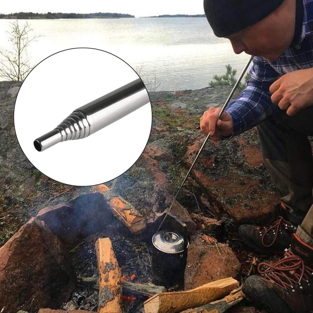 HobbyLane 8 Abschnitt Camping Tragbare Gebläse Rohr Edelstahl Versenkbare Feuer Werkzeug Für Camping Wandern Kochen