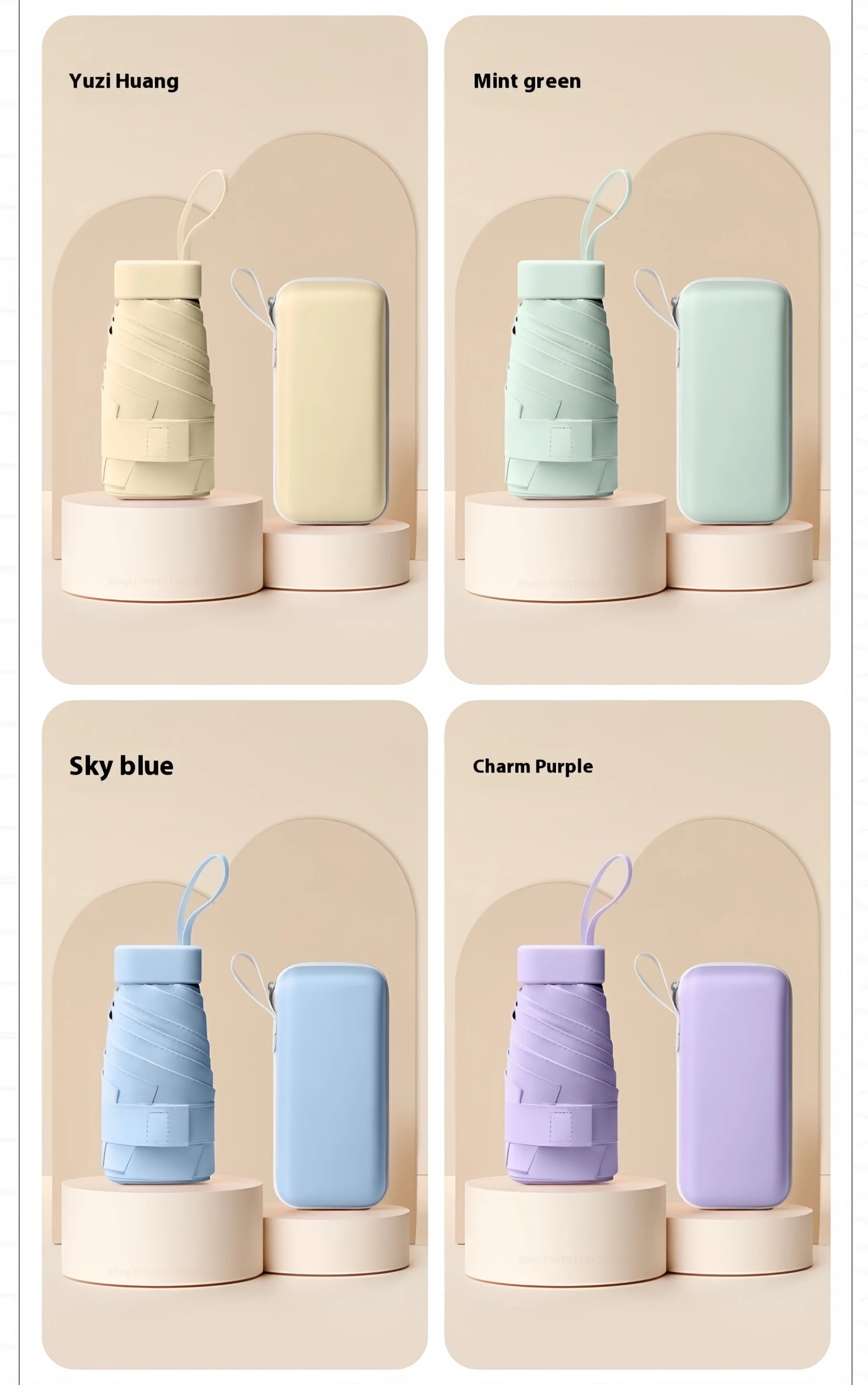 Paraguas de cápsula portátil Mini sombrilla protector solar paraguas de lluvia mango de aleación de caucho negro plegable sol lluvia doble uso cápsula Umb