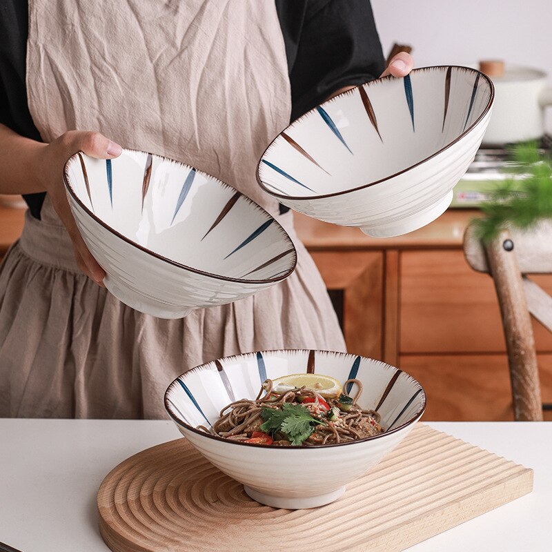 Japanese Hand-painted Japanese Style Home Ramen Bowl Hat Bowl Rice Bowl Ceramic Tableware Personality Big Soup Bowl