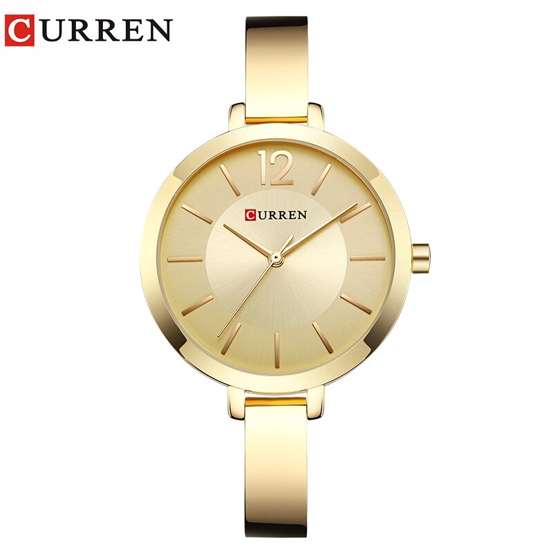 CURREN Gold Women Watches Stainless Steel Ultra thin Quartz Watch Woman Romantic Clock Women&#39;s Watches Montre Femme: gold