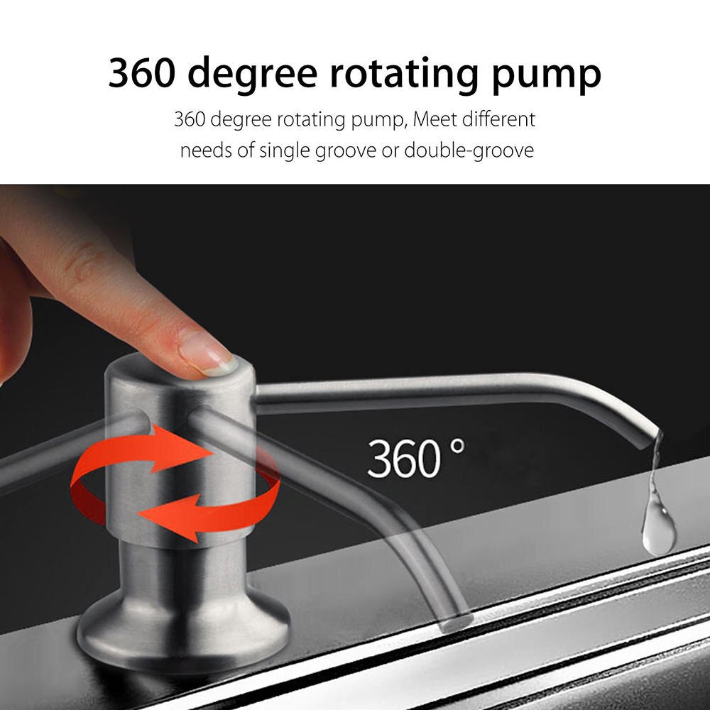 Soap Dispenser Kitchen Sink Soap Hand Liquid Pump Bottle 10.7" X 2.16" ABS+Stainless Steel Stainless Steel Soap Dispensers