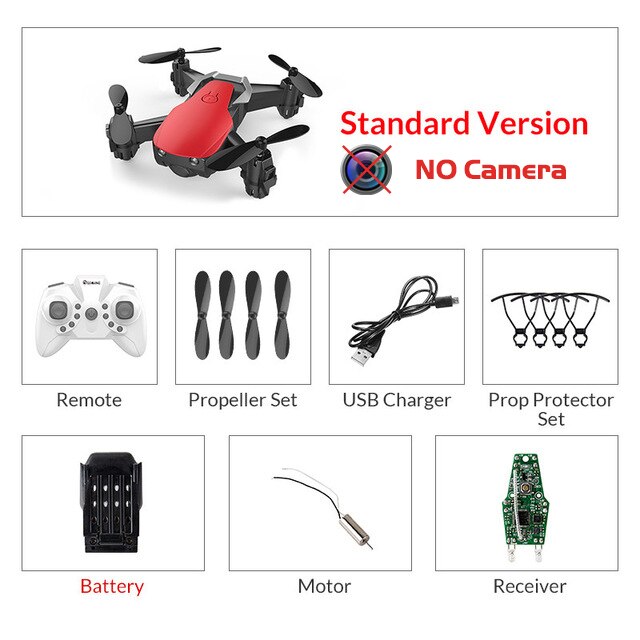 Eachine E61 Mini Drone Hight Hold Mode RC Quadcopter RTF WiFi FPV Foldable Helicopter VS HS210: redstandard1battery