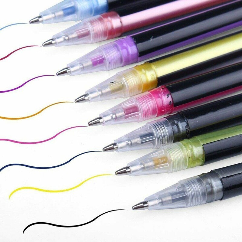 Highlighter Glitter Pen Pastels Metal Gel Pen Set for Painting Drawing USJ99
