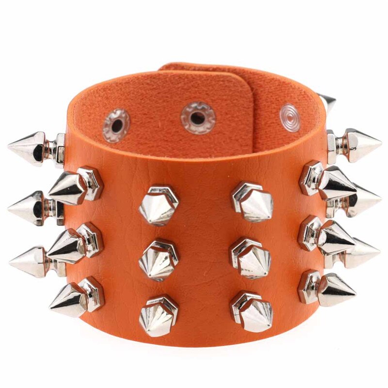 Punk Gothic Rock Spits Toelopend Spikes Rivet Cone Stud Brede Leren Manchet Armband Polsbandjes Charm Armband Mode Unisex Sieraden: 2