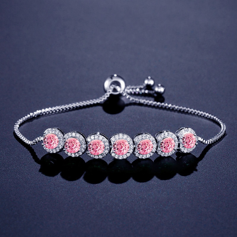 2022 luksus grøn pink rosa guld sølv farve cz armbånd armbånd til bryllup kvinder ved hånden smykker bulk  s5243