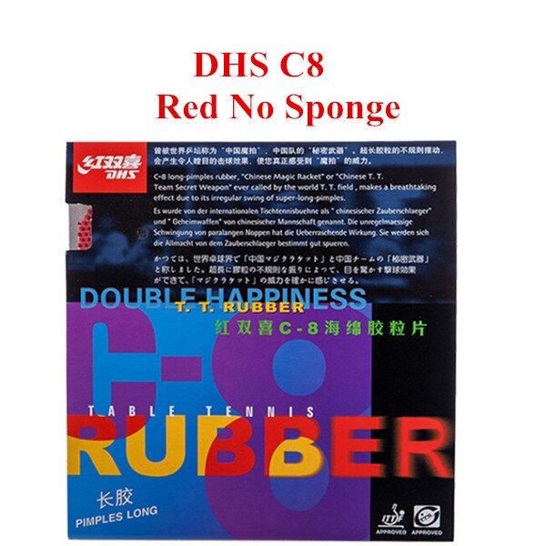 DHS C-8 C8 C 8 Lange Pips-Out Tafeltennis/PingPong Rubber Met Spons (1.0mm): Red OX