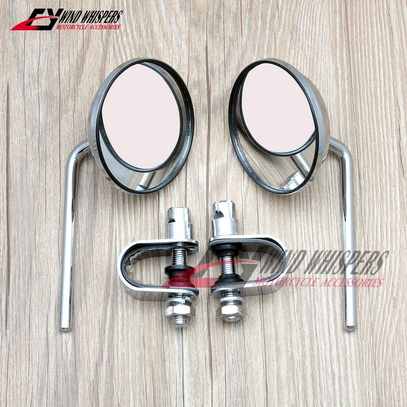 Espejos retrovisores para manillar de motocicleta 22-25mm, Clip redondo convexo Retro Para Harley Honda Funbike Chopper Cruiser Cafe Racer