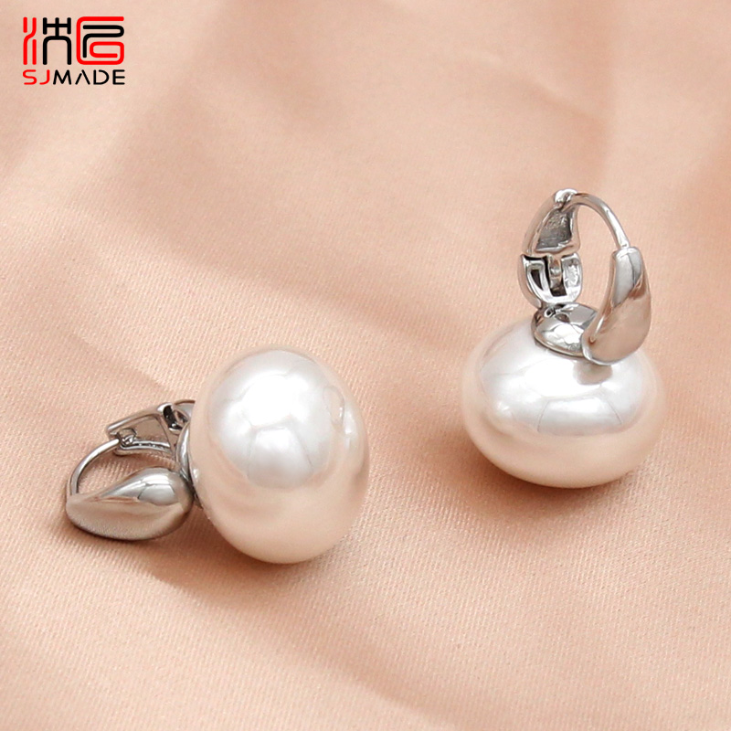 SHENJIANG-Boucles d'oreilles pendantes en perles simulées pour femmes, bijoux de mariage, de , or rose, goutte d'oreille document, nouvelle tendance, 585: MARRON