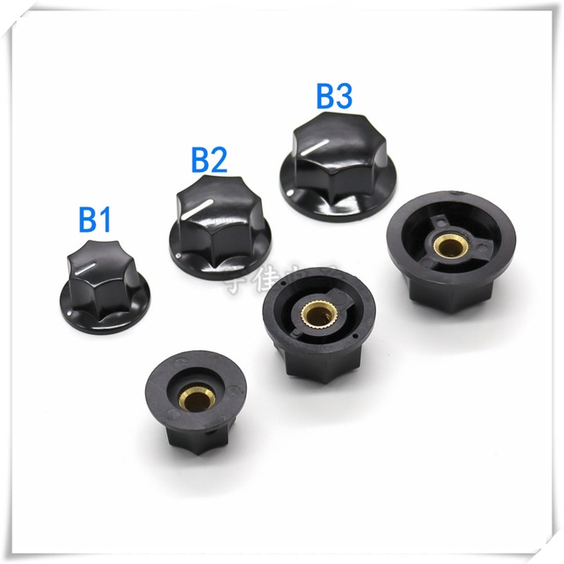 10 stycken sexkantig bakelitknopp mf -b01 b02 b03 potentiometerjusteringsknopplock runt hål 6mm brytarknopp