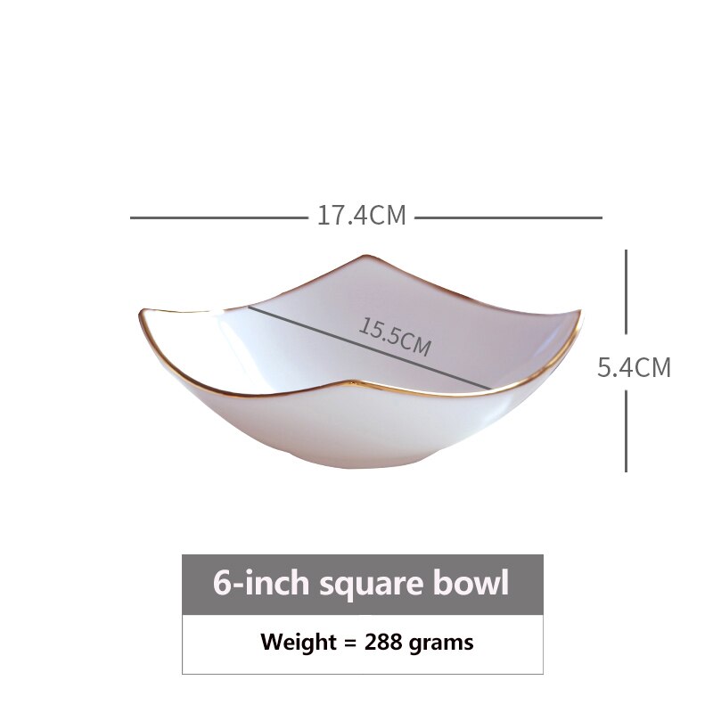 Luxury Ceramic Tableware Set Wedding Dinner Porcelain Complete Plate Set Dessert Kitchen Placa De Conjuntos Full Table Service: 6 inch