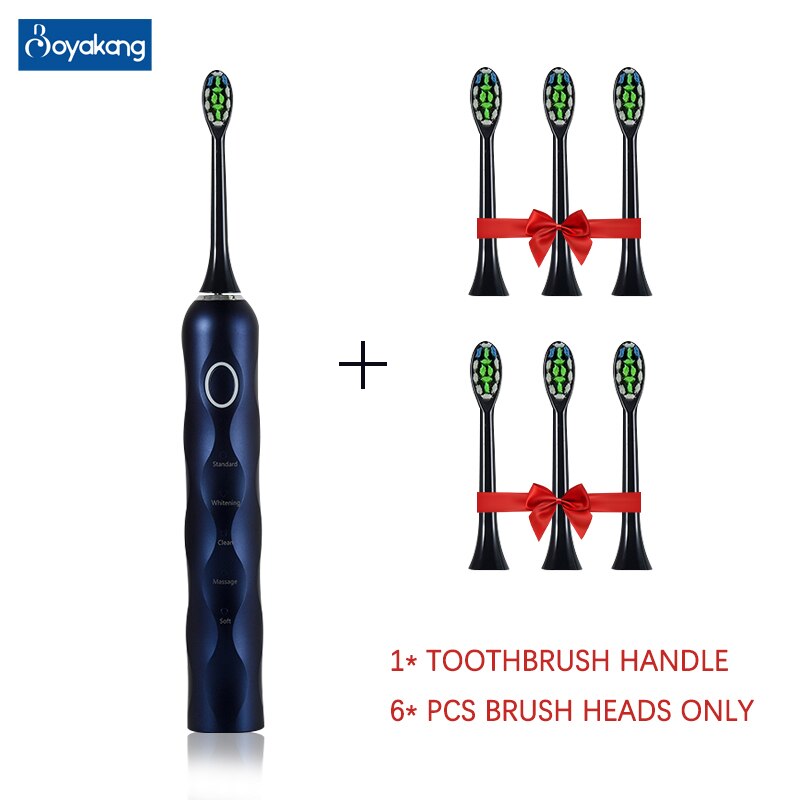 Boyakang Ultrasonic Vibration Electric Toothbrush 5 Modes Smart Timing IPX8 Waterproof Dupont Bristles USB Charging BYK27