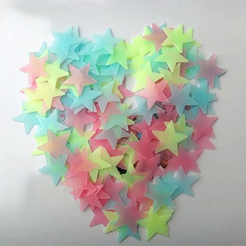 Abstrakta klistermärken 3d glöd i mörkret stjärnor tak väggdekaler sött boende hem 100/40 st vägg självlysande fluorescerande klistermärken: Färgrik / S