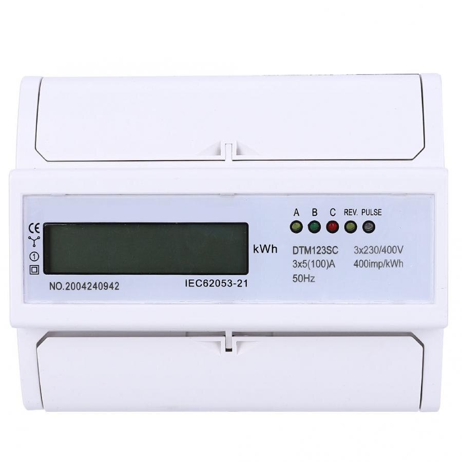 Medidor de vatios 230/400V 5-100A, medidor de energía eléctrica Digital, medidor de 3 fases KWh con medidor de agua Digital LCD