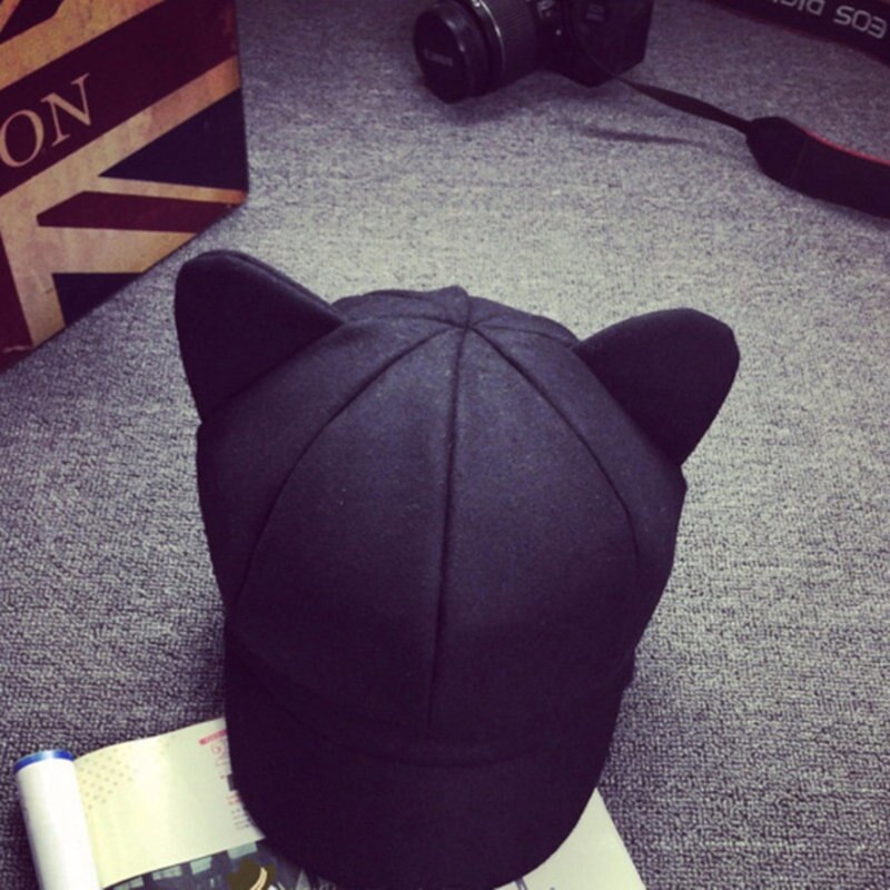 Korea Katze Ohr Achteckige Kappe Für Frauen Solide schlicht Wollfilz Zeitungsjunge Mütze Herbst Winter Künstler Maler Baskenmütze Hütte: Schwarz