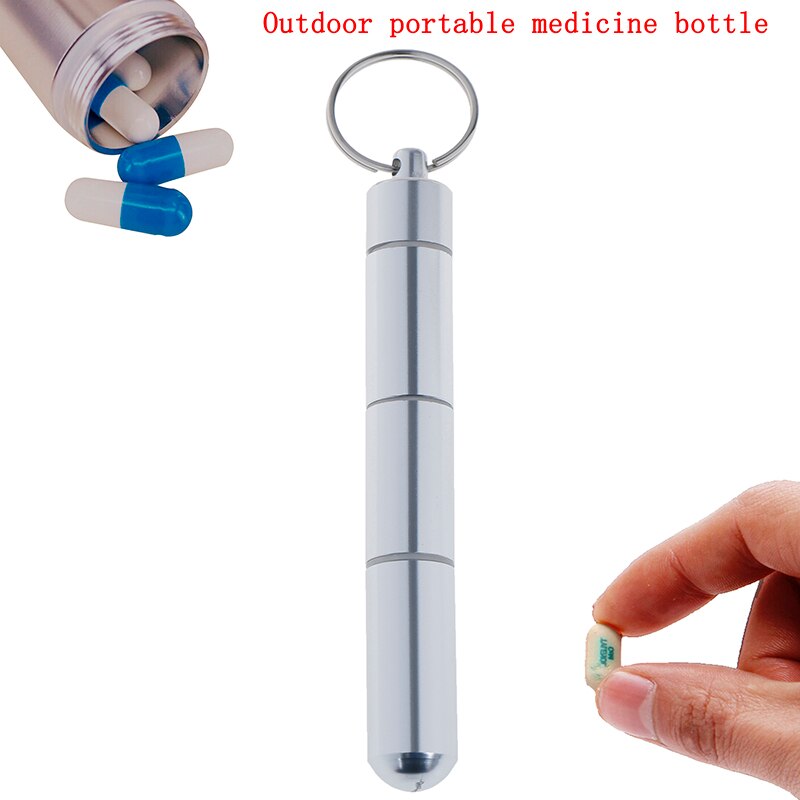 Aluminum Pill Box Capsule Shape Pill Case Keychain Outdoor Pocket Pill Holder Container Delicate Medicine Box 1PCS: Transparent