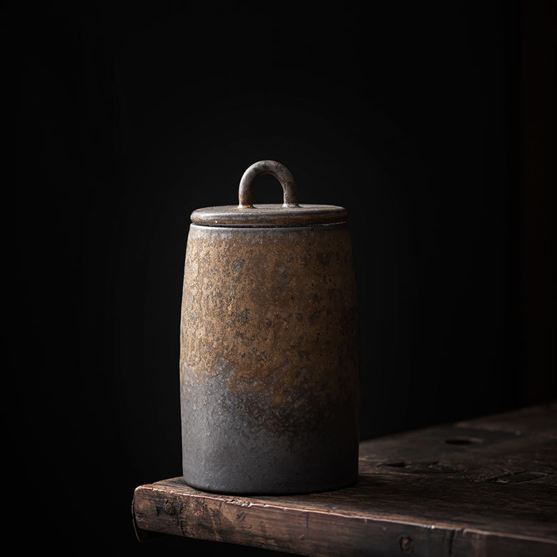 Retro Thee Caddy Keramische Theebus Luchtdichte Pot Opslag Blikken Doos Tank Steengoed Aardewerk Container Decoratieve Pot Suikerpot