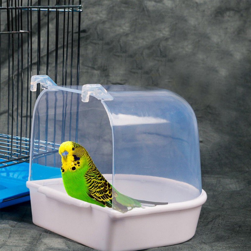 Caja de baño de agua para pájaros de plástico, caja para bañera, loro para periquito, pájaro amoroso, jaula para mascotas, Bol colgante, periquito, baño de aves #7
