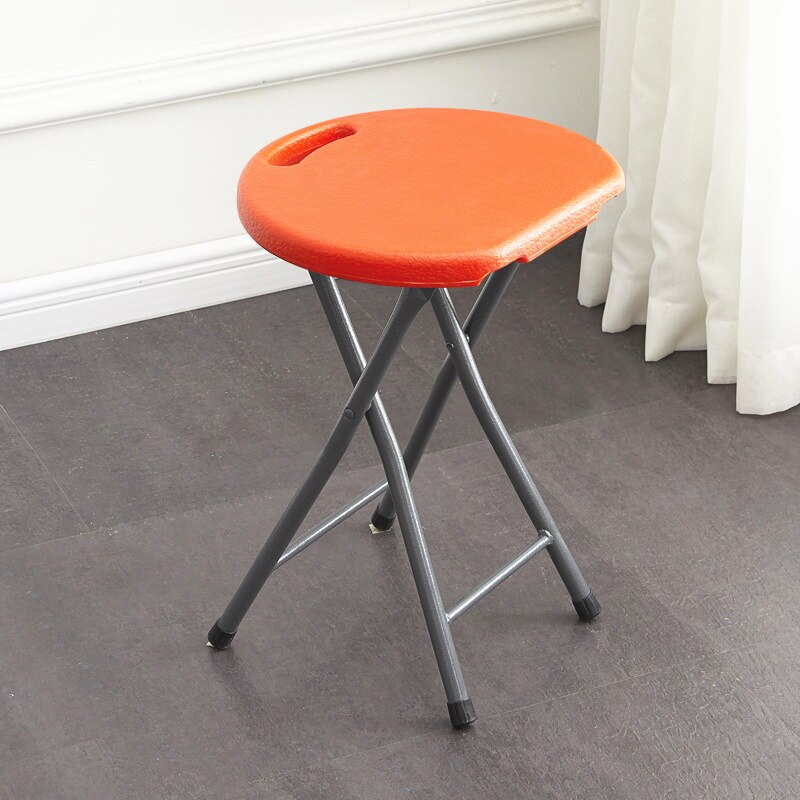 Thickened Plastic Folding Stool Household Living Furniture Round Restaurant Folding Chair Multifunctional Outdoor Portable Seats: orange