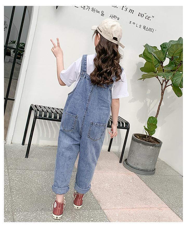 Big Children Kids Girls Denim Loose Pants Jumpsuit For Teens Girls School Jeans Embroidery Playsuit Jumpsuits Pants