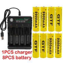 18650 batterij 3.7V 9900mAh oplaadbare li-ion batterij voor Led zaklamp batterij 18650 batterij + USB lader