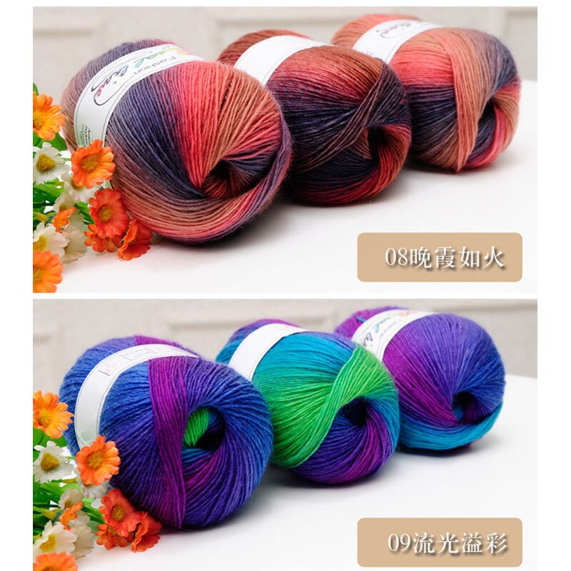 Regnbue 100g bolde garn baby strikning super blød uld tråd chunky strikket håndværk bulky hånd sweater hæklet