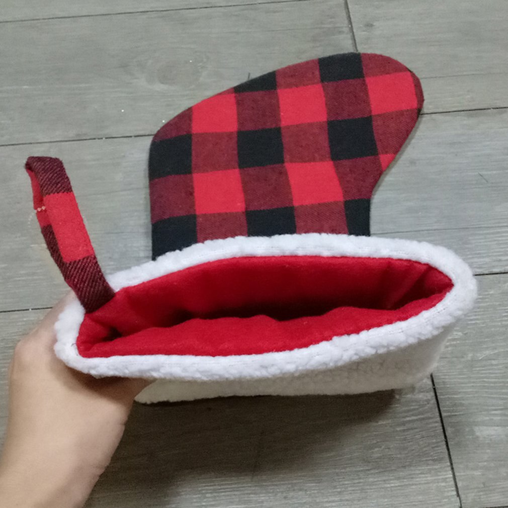 Zwart Rood Plaid Kerst Kous Met Witte Faux Fur Manchet Buffalo Check Sokken Voor Kerstversiering